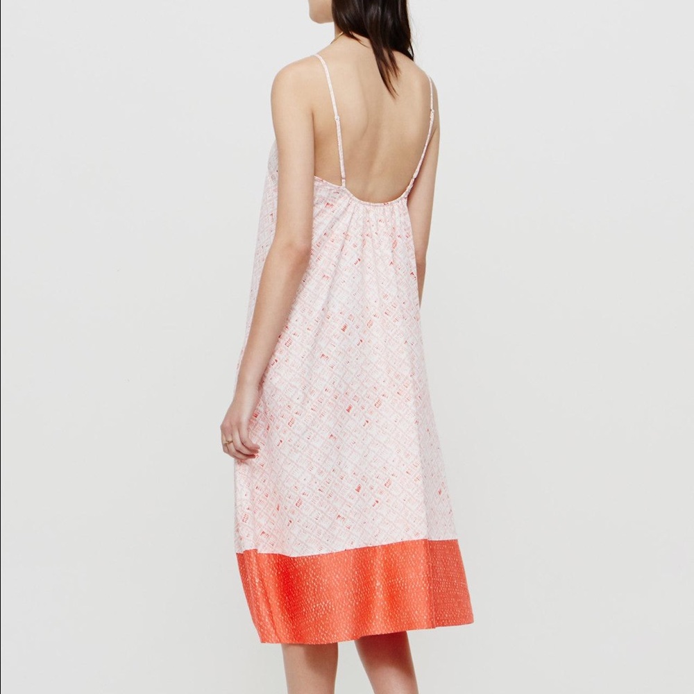 Lou & Grey Pink Printed Midi Slip Dress with Orange Hem